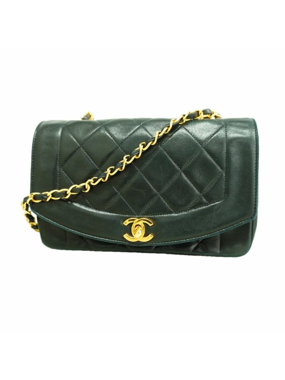 Chanel Shoulder Bag Diana Lambskin Black Gold